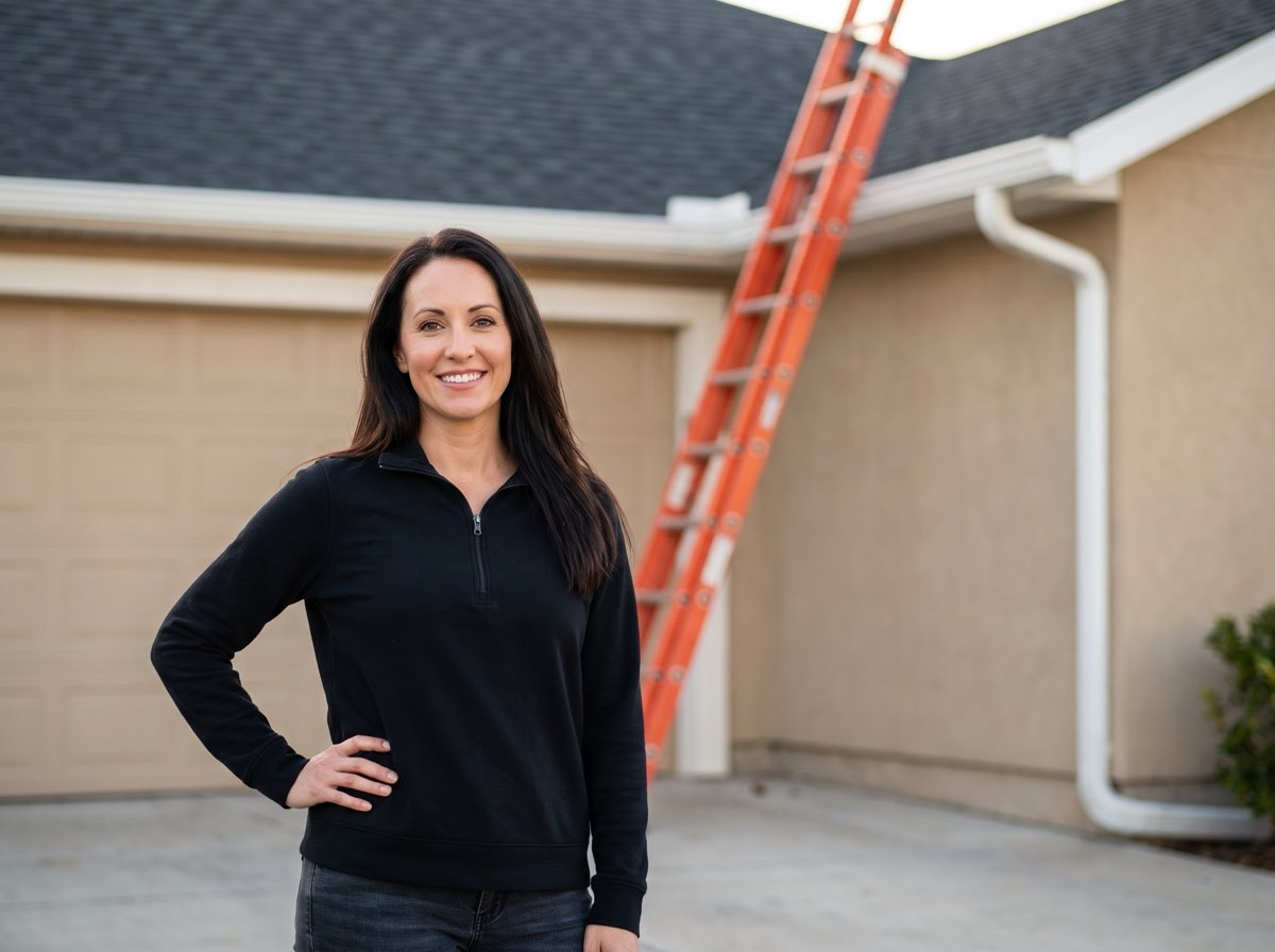 Roofing company owner in front of a crew truck